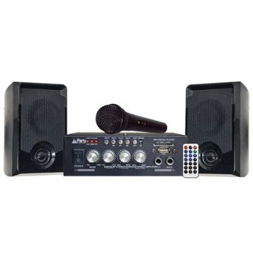 set karaoke cu amplificator 2x50w + 2 boxe cu bluetooth/usb/sd