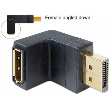 Adaptor Displayport v1.4 T-M in unghi jos, Delock 65382