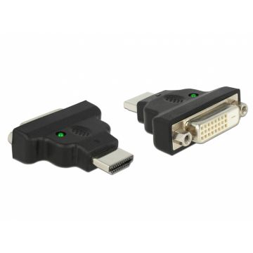Adaptor HDMI la DVI-D Dual Link 24+1pini T-M cu LED, Delock 65020