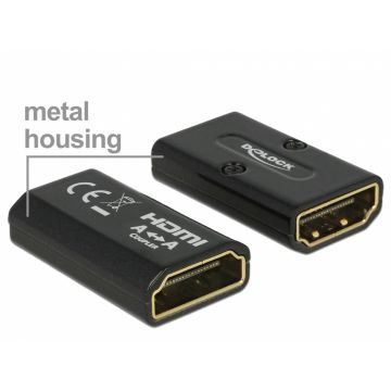 Adaptor HDMI M-M carcasa metalica 4K, Delock 65659