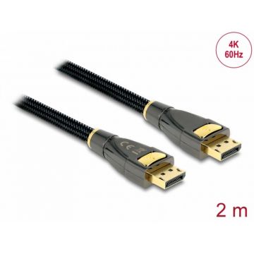 Cablu DisplayPort 4K60Hz Premium T-T 2m, Delock 82771