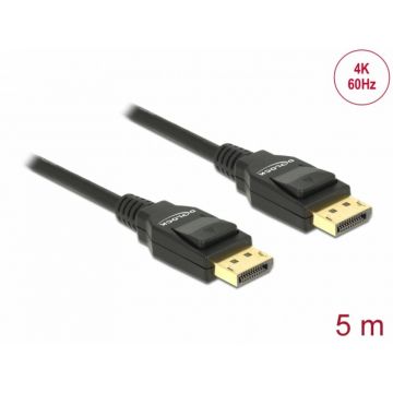 Cablu DisplayPort 4K60Hz T-T ecranat 5m Negru, Delock 82425