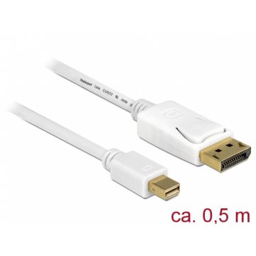 Cablu Mini Displayport la Displayport T-T Alb 4K 0.5m, Delock 83985