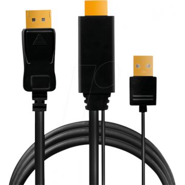 Cablu video Logilink CH0090 HDMI Male - DisplayPort Male, v1.2, 1 m, Negru