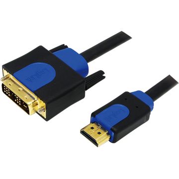 Cablu video Logilink HDMI Male - DVI-D Male, 5m, negru