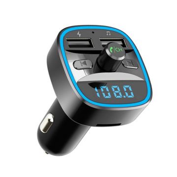 Modulator FM Techstar® T25, Wireless, Bluetooth 5.0, Microfon Integrat, Quick Charge, Slot MicroSD, Ambient Light