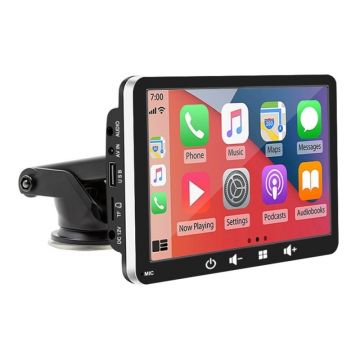 Sistem Multimedia Techstar® Apple Carplay/Android 7093P, Ecran Tactil, 7 Inch 1080P Full HD, Bluetooth, Mirror Link/Card TF/USB/AUX, Negru