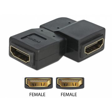 Adaptor HDMI M-M unghi 90 grade stanga, Delock 65078