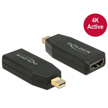 Adaptor mini Displayport 1.2 la HDMI T-M 4K Activ negru, Delock 65581