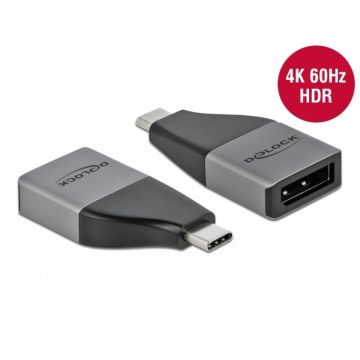 Adaptor USB 3.2-C Gen1 la DisplayPort (DP Alt Mode) 4K60Hz, Delock 64120