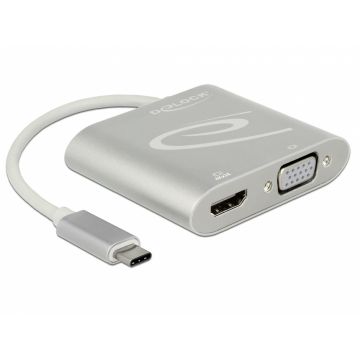 Adaptor USB-C (DP Alt Mode) la 1 x HDMI + 1 x VGA, Delock 87705