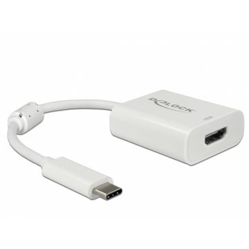 Adaptor USB tip C la HDMI (DP Alt Mode) 4K 60Hz cu HDR T-M Alb, Delock 63937