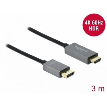 Cablu activ DisplayPort 1.4 la HDMI 4K@60 Hz (HDR) T-T 3m, Delock 85930