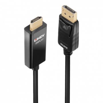 Cablu activ DisplayPort la HDMI 4K@60Hz cu HDR T-T 0.5m, Lindy L40924