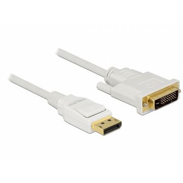 Cablu Displayport 1.2 la DVI 24+1 pini T-T pasiv alb 2m, Delock 83814