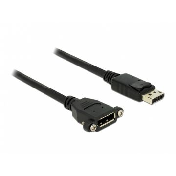 Cablu Displayport 1.2 T-M panel mount 1m Negru, Delock 85114