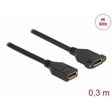Cablu Displayport 4K60Hz M-M montare panou 0.3m, Delock 87099