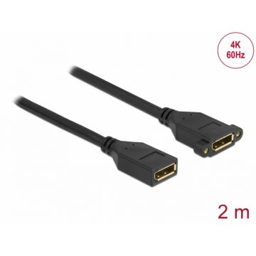 Cablu Displayport 4K60Hz M-M montare panou 2m, Delock 87101