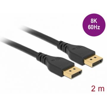 Cablu Displayport 8K@60Hz / 4K@240Hz (DP 8K certificat) T-T 2m Negru, Delock 85910