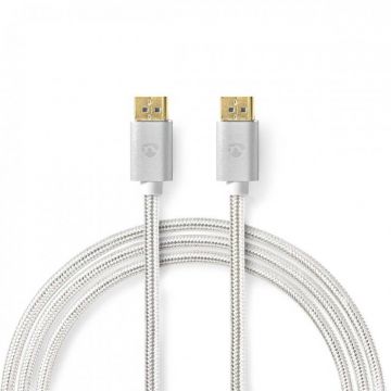 Cablu Displayport 8K60Hz/4K240Hz 2m brodat Silver, Nedis CCTB37014AL20