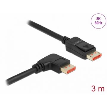 Cablu Displayport 8K60Hz/4K240Hz drept/unghi dreapta cu HDR 3m, Delock 87067