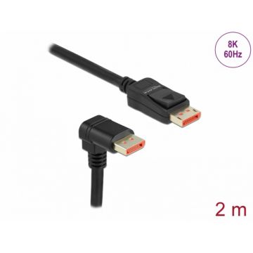 Cablu Displayport 8K60Hz/4K240Hz drept/unghi jos cu HDR 2m, Delock 87051