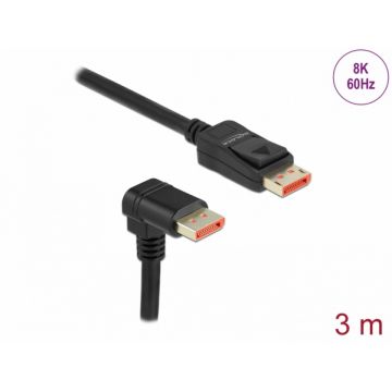 Cablu Displayport 8K60Hz/4K240Hz drept/unghi jos cu HDR 3m, Delock 87052