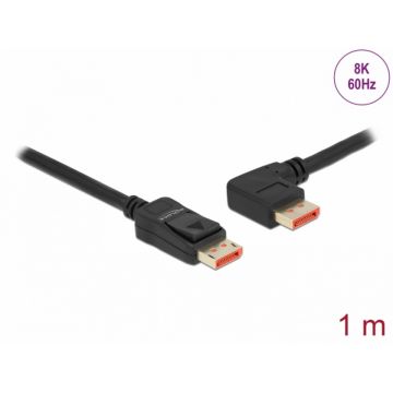 Cablu Displayport 8K60Hz/4K240Hz drept/unghi stanga cu HDR 1m, Delock 87044
