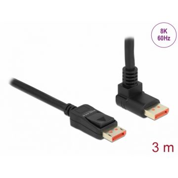 Cablu Displayport 8K60Hz/4K240Hz drept/unghi sus cu HDR 3m, Delock 87056