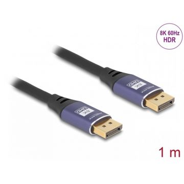 Cablu Displayport 8K60Hz/4K240Hz T-T 1m Negru/Mov, Delock 80600