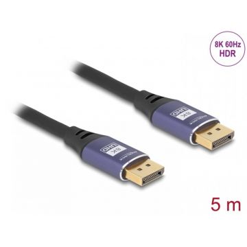 Cablu Displayport 8K60Hz/4K240Hz T-T 5m Negru/Mov, Delock 80603