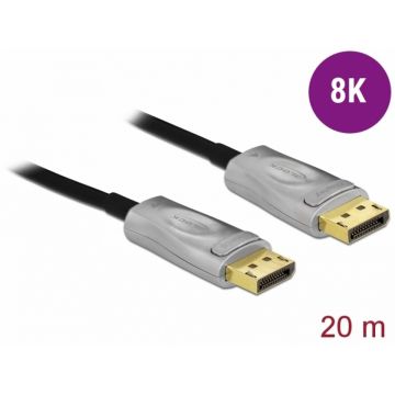 Cablu DisplayPort activ optic v1.4 8K60Hz/4K144Hz T-T 20m, Delock 85887 Cablu DisplayPort activ optic v1.4 8K60Hz/4K144Hz T-T 20m, Delock 85887