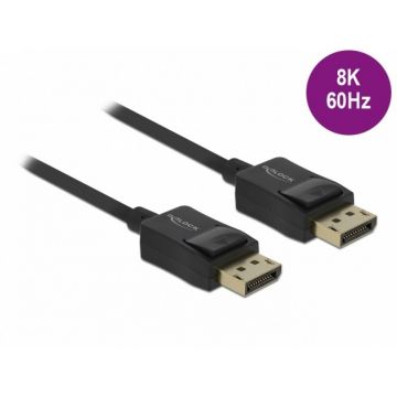 Cablu Displayport coaxial 8K60Hz T-T 2m Negru, Delock 85301