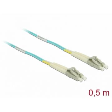 Cablu fibra optica LC- LC Multi-mode OM3 0.5m, Delock 86549