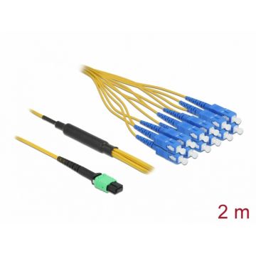 Cablu fibra optica MPO la 12 x SC Simplex Single-mode 2m, Delock 84871