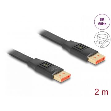 Cablu flat Displayport 8K60Hz/4K240Hz 2m, Delock 81006