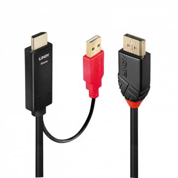 Cablu HDMI la Displayport cu alimentare USB T-T 1m Negru, Lindy L41425*