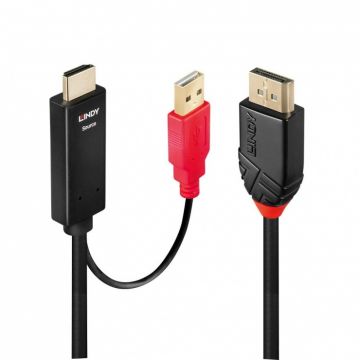 Cablu HDMI la Displayport cu alimentare USB T-T 2m Negru, Lindy L41426*