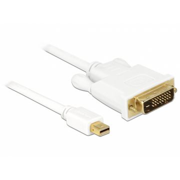 Cablu mini DisplayPort 1.1 la DVI 24+1 pini T-T Alb 0.5m, Delock 83986