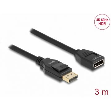 Cablu prelungitor Displayport 4K60Hz T-M 3m, Delock 80003