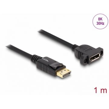 Cablu prelungitor Displayport 8K30Hz T-M 1m montare panou, Delock 87825