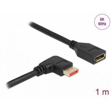 Cablu prelungitor Displayport 8K60Hz/4K240Hz HDR unghi dreapta/drept T-M 1m, Delock 87077