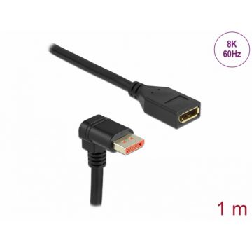 Cablu prelungitor Displayport 8K60Hz/4K240Hz HDR unghi jos/drept T-M 1m, Delock 87087