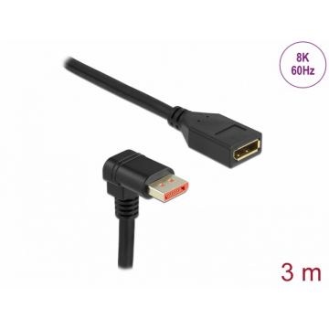 Cablu prelungitor Displayport 8K60Hz/4K240Hz HDR unghi jos/drept T-M 3m, Delock 87093 Cablu prelungitor Displayport 8K60Hz/4K240Hz HDR unghi jos/drept T-M 3m, Delock 87093