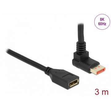 Cablu prelungitor Displayport 8K60Hz/4K240Hz HDR unghi sus/drept T-M 3m, Delock 87084