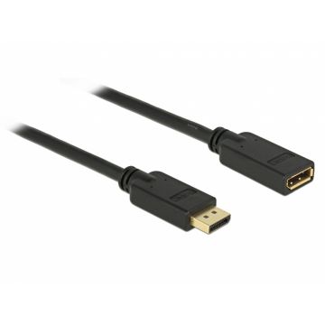 Cablu prelungitor DisplayPort v1.2 4K 60Hz 7.5m T-M Negru, Delock 84906