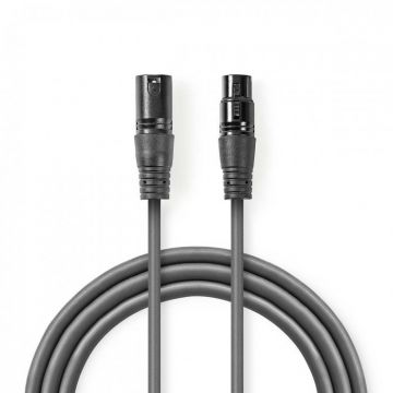 Cablu prelungitor XLR 3 pini balansat T-M 1m, Nedis COTH15010GY10