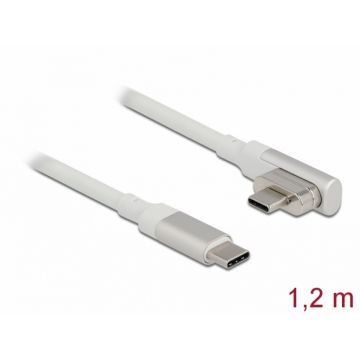 Cablu Thunderbolt 3 (USB-C) magnetic drept/unghi 90 grade 4K60Hz/100W 1.2m Alb, Delock 86703