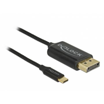 Cablu USB-C la DisplayPort (DP Alt Mode) 4K 60Hz T-T 2m coaxial, Delock 83710