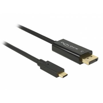 Cablu USB tip C la Displayport (DP Alt Mode) 4K 60 Hz T-T 1m, Delock 85255
